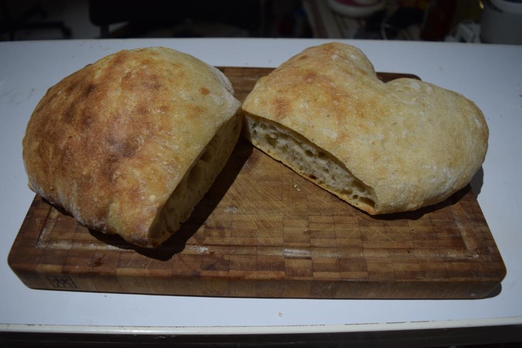 Sourdough poolish Ciabatta with Whole Rye Grains and Rosemary The