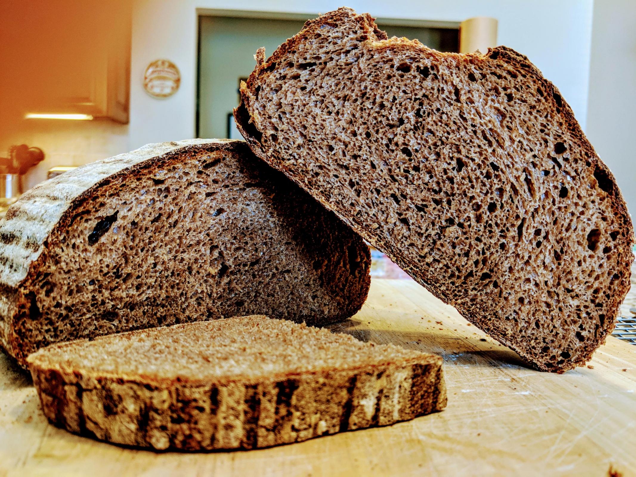 Crumb shot, freshly milled whole wheat loaf