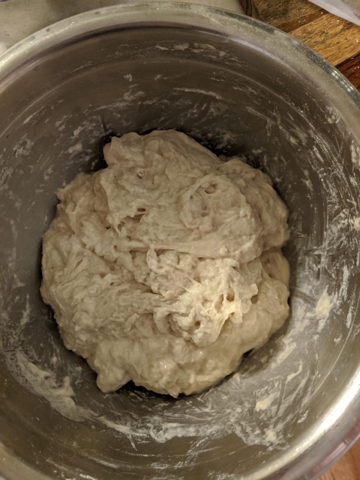 Freshly mixed dough