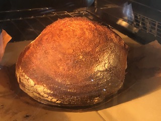 50% baked bread on stone