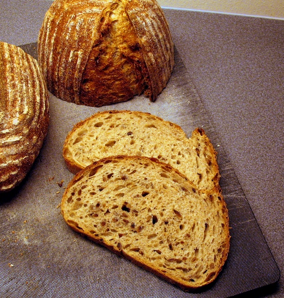 Pain au levain with toasted seeds