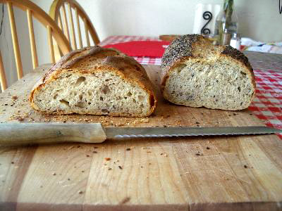 two loaves sliced