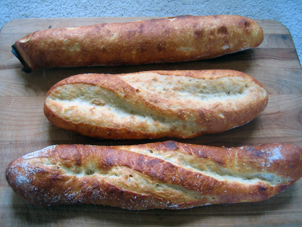 three sourdough loaves