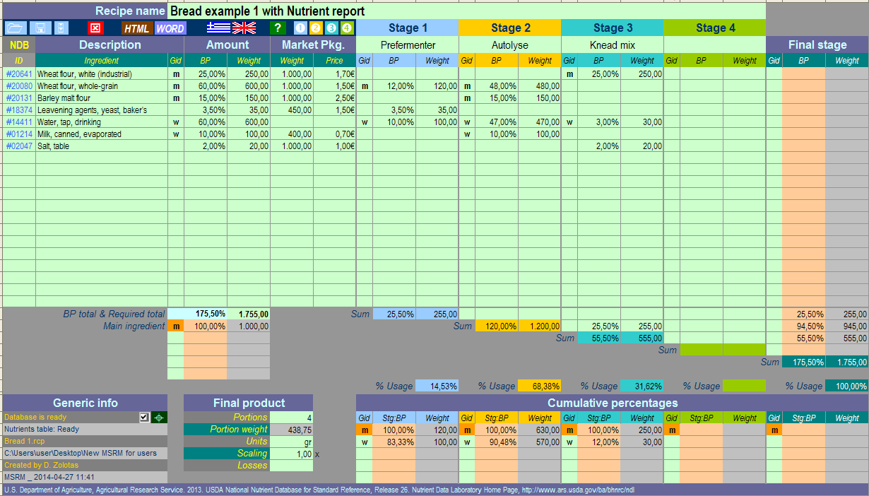 Excel MSRM Tool For Recipes New Version The Fresh Loaf