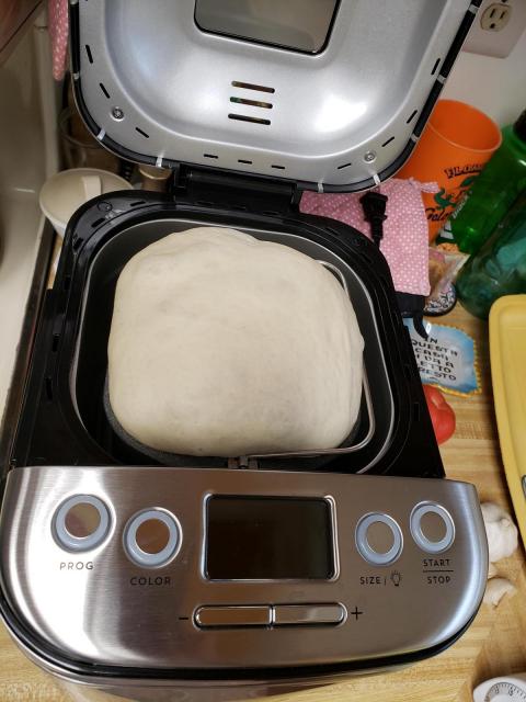 finished dough in bread machine