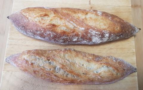Baguette batch C bake 3 - crust outer (yeast and sourdough)