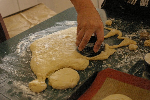 cutting doughnut rounds