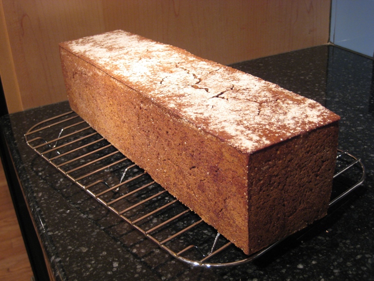The loaf just out of the oven and cooling: