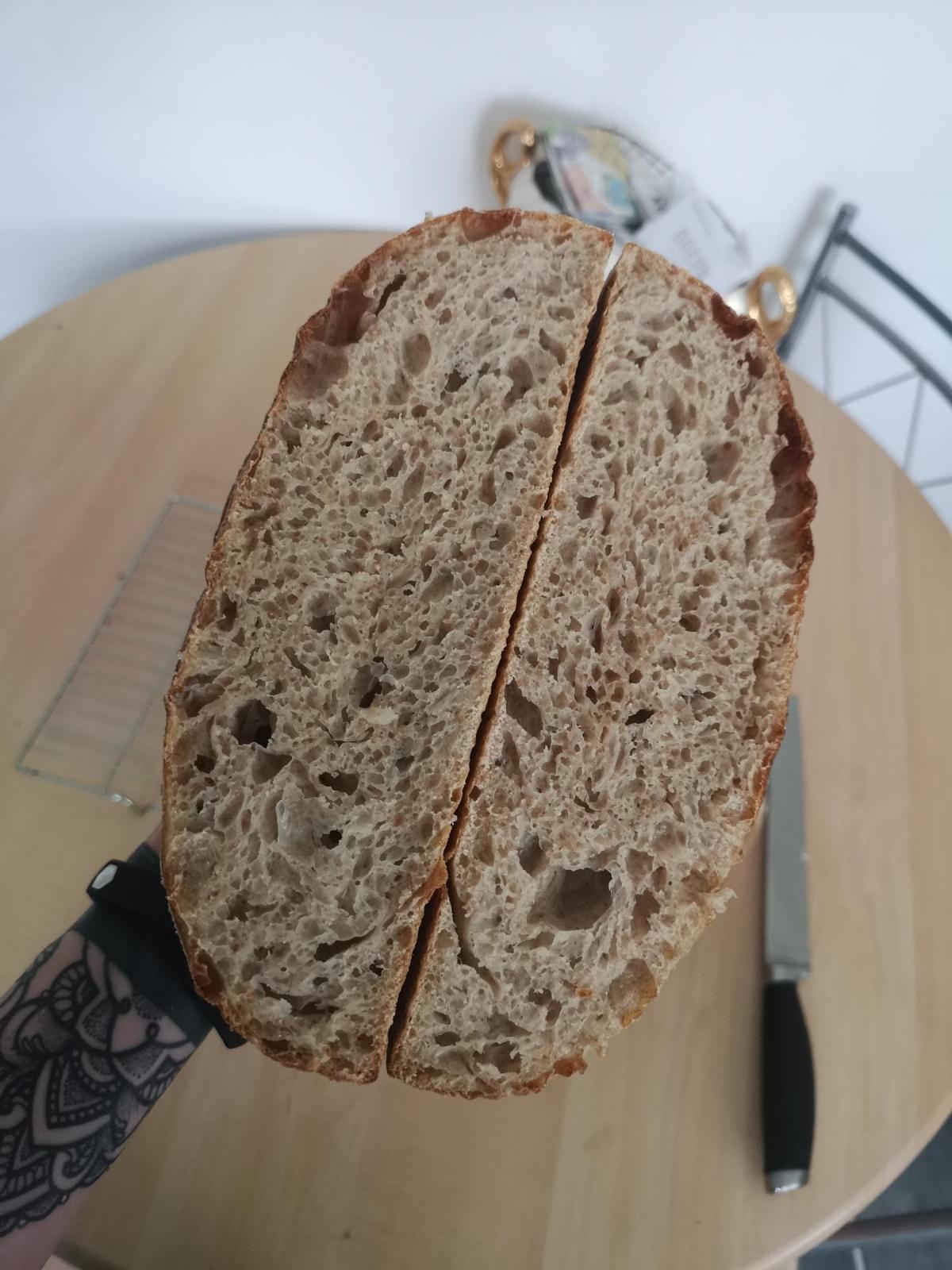 First loaf which stuck to bowl during baking
