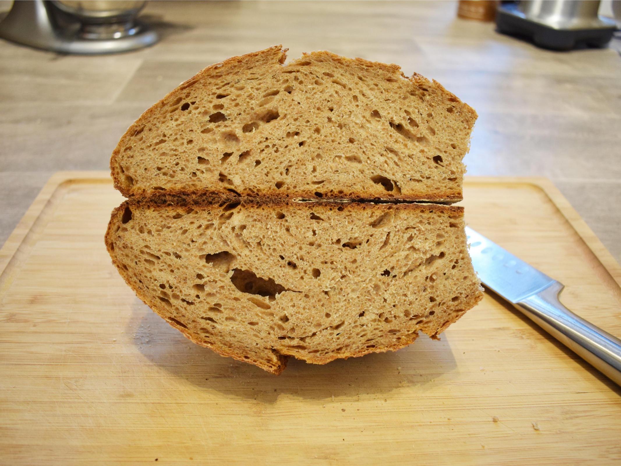 Sourdough Bread With 70% Hydration Baked In Dutch Oven