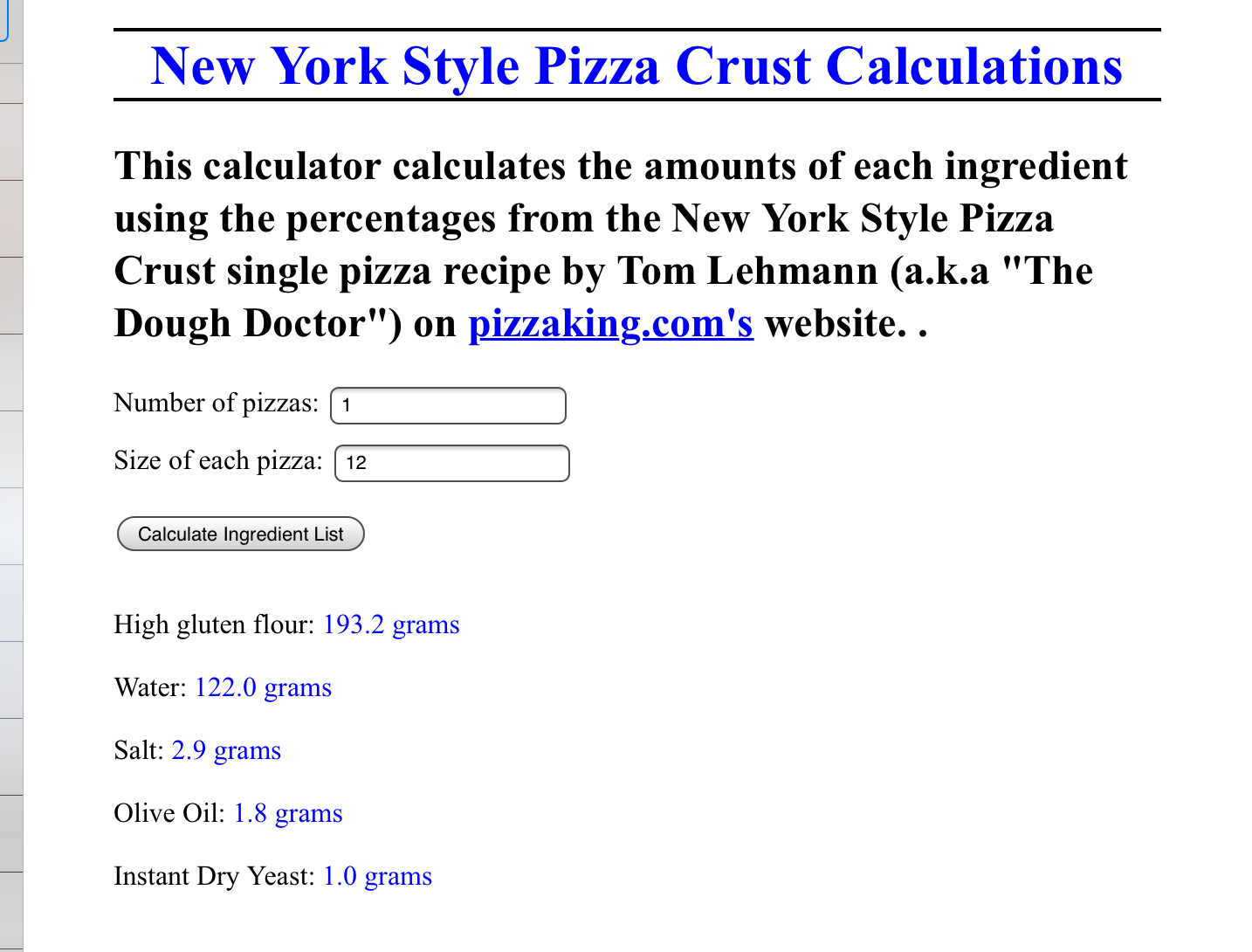 Pizza calc