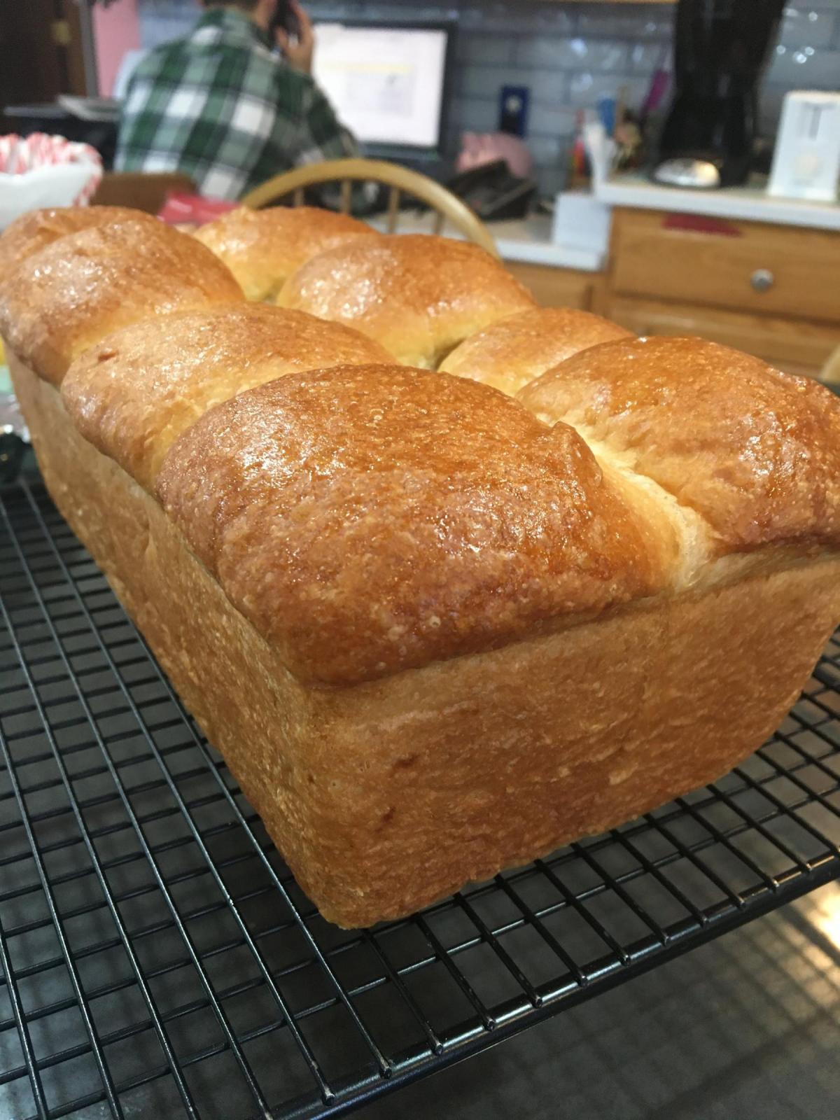 Top/side view of vegan brioche.