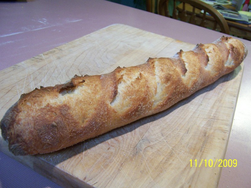 Baguette on cutting board