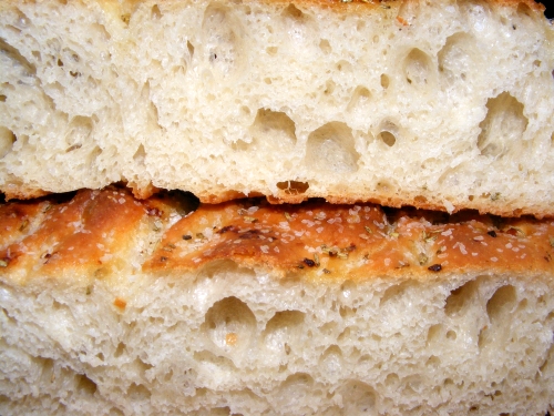 Focacci crumb close up