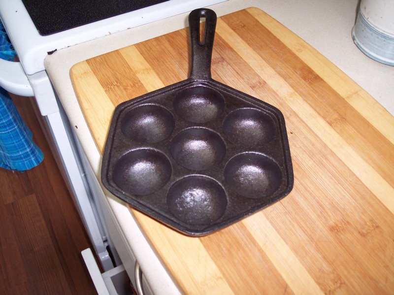 Vintage Aebleskiver Cast Iron Pan Hexagonal Danish Puff 