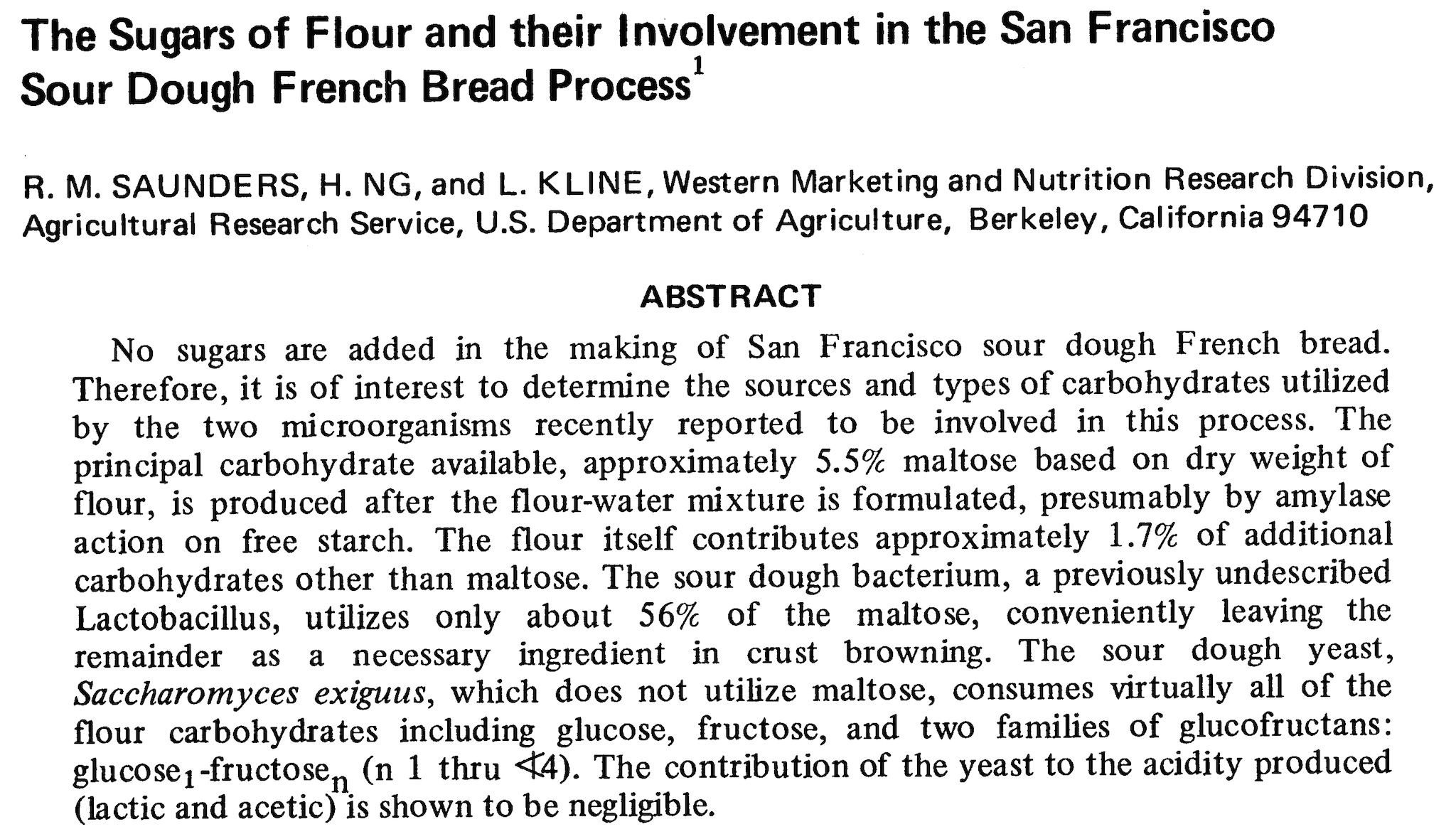 Sugars in flour