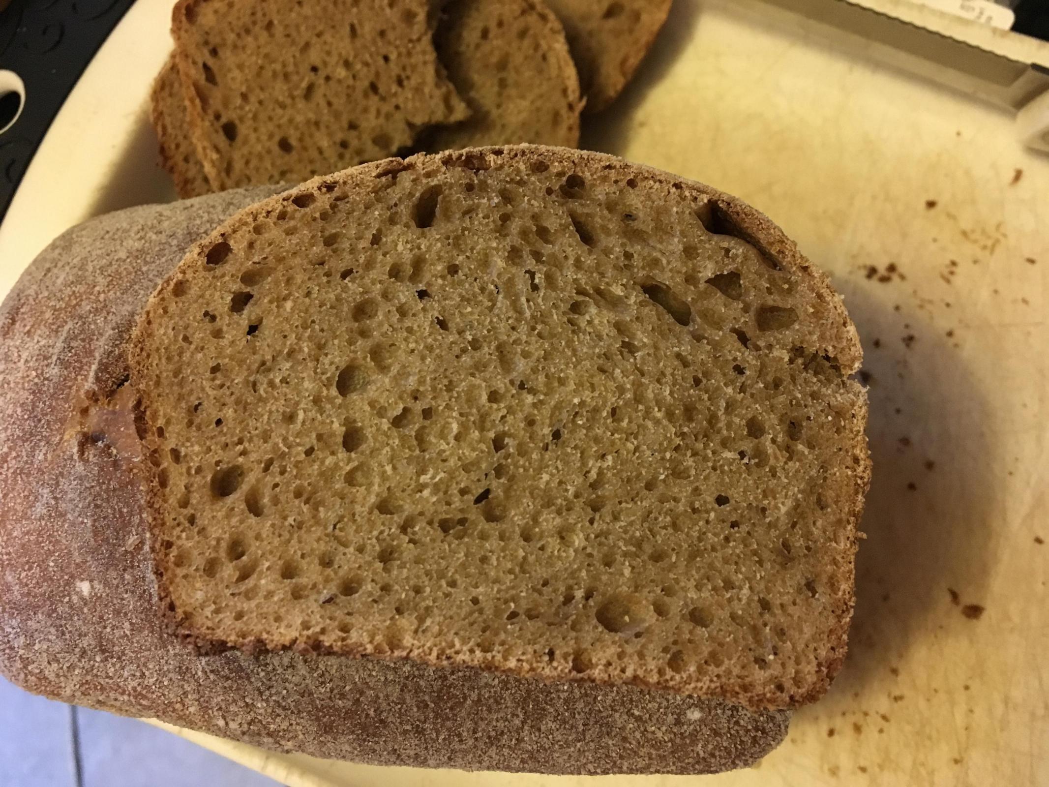 Slightly underproofed slice of bread