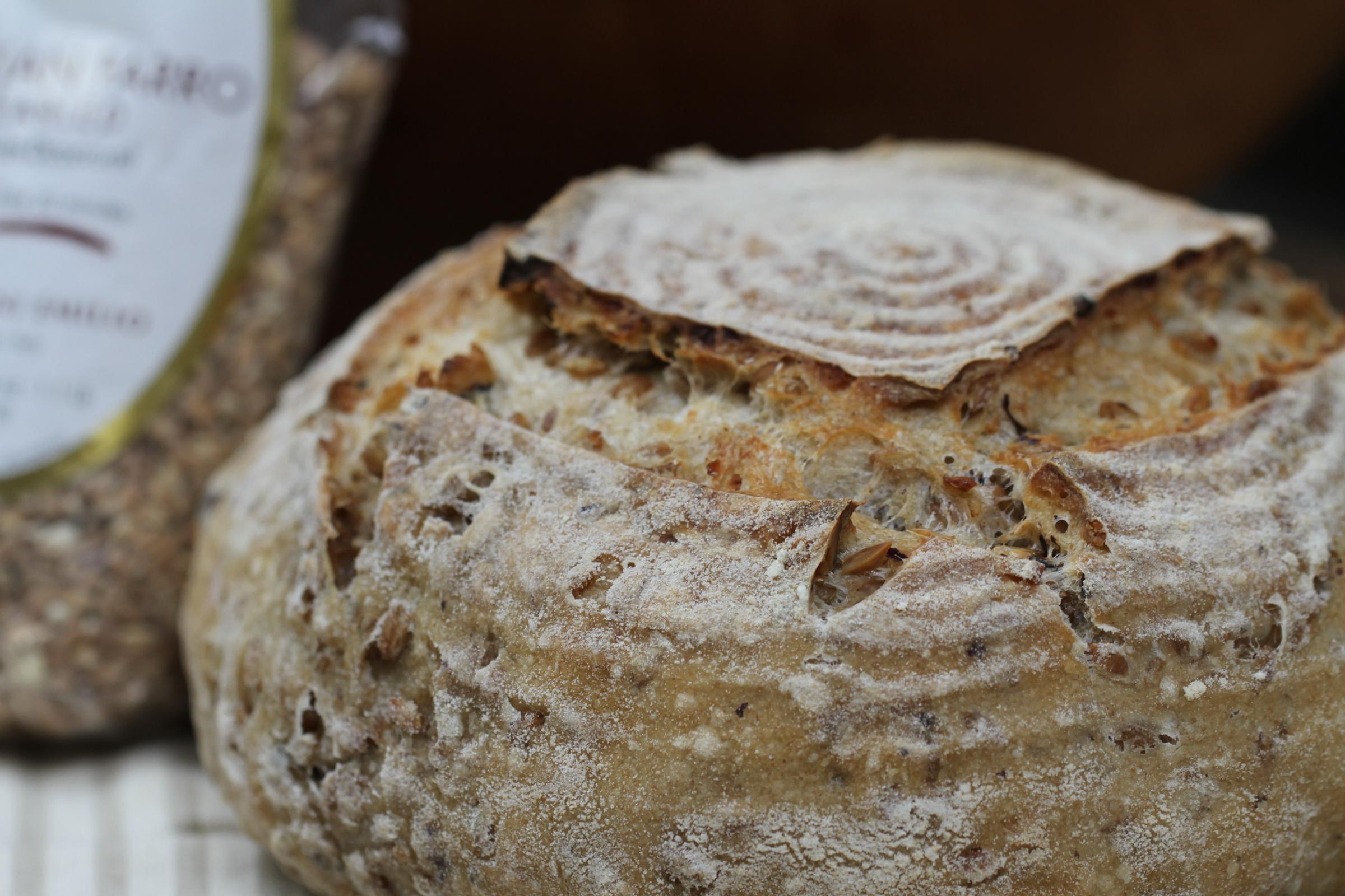 Farro hazelnut porridge bread