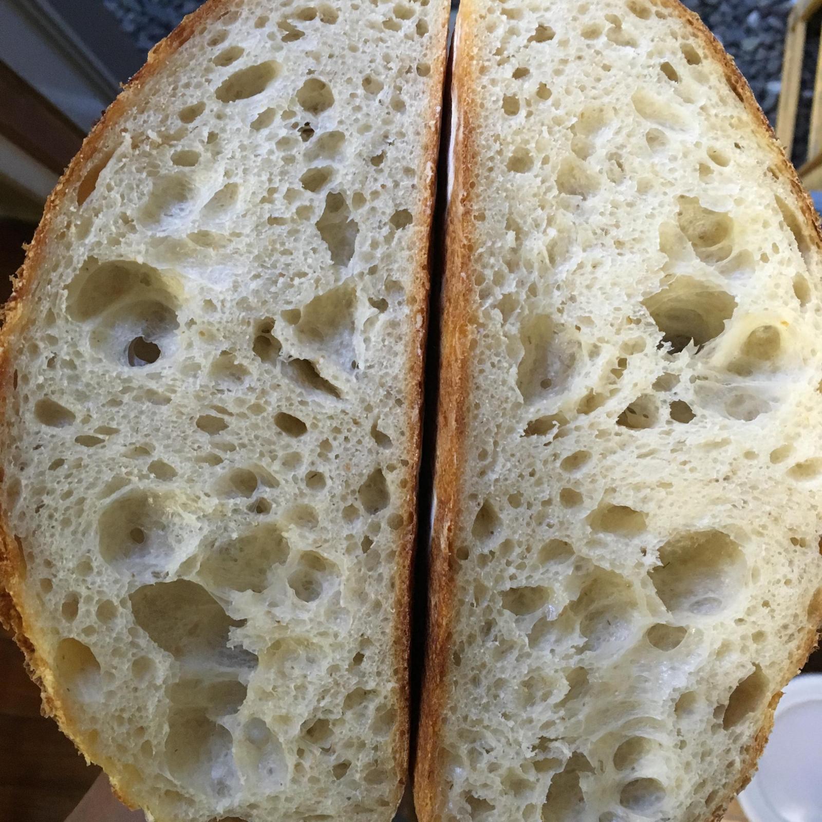 Sourdough Bread With 70% Hydration Baked In Dutch Oven