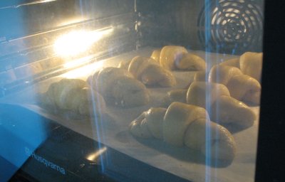 Croissants in the oven