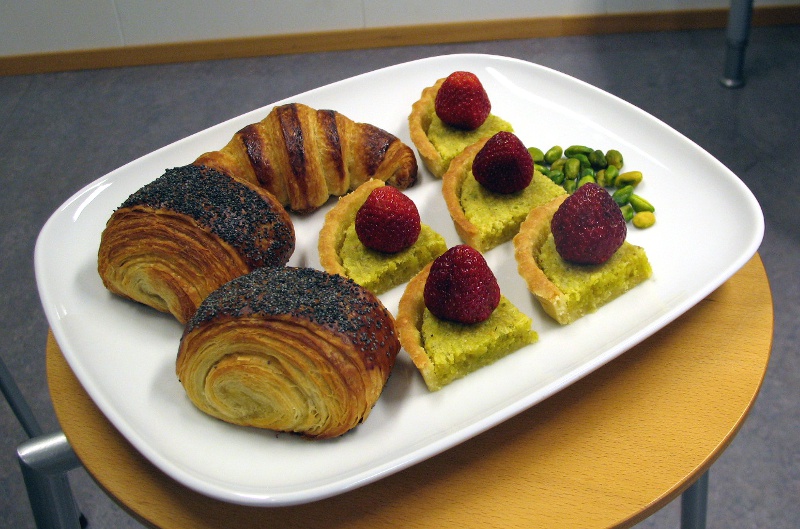 Pistachio frangipane tarts and tebirkes