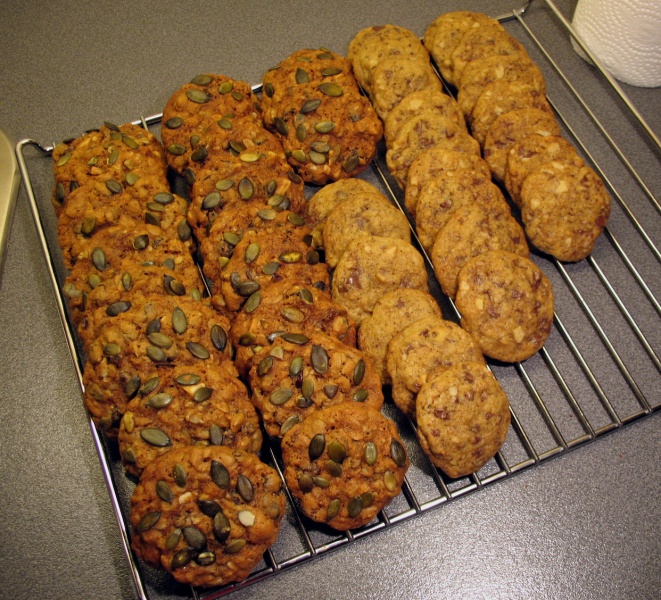 Chewy trail cookies and chocolate chip cookies