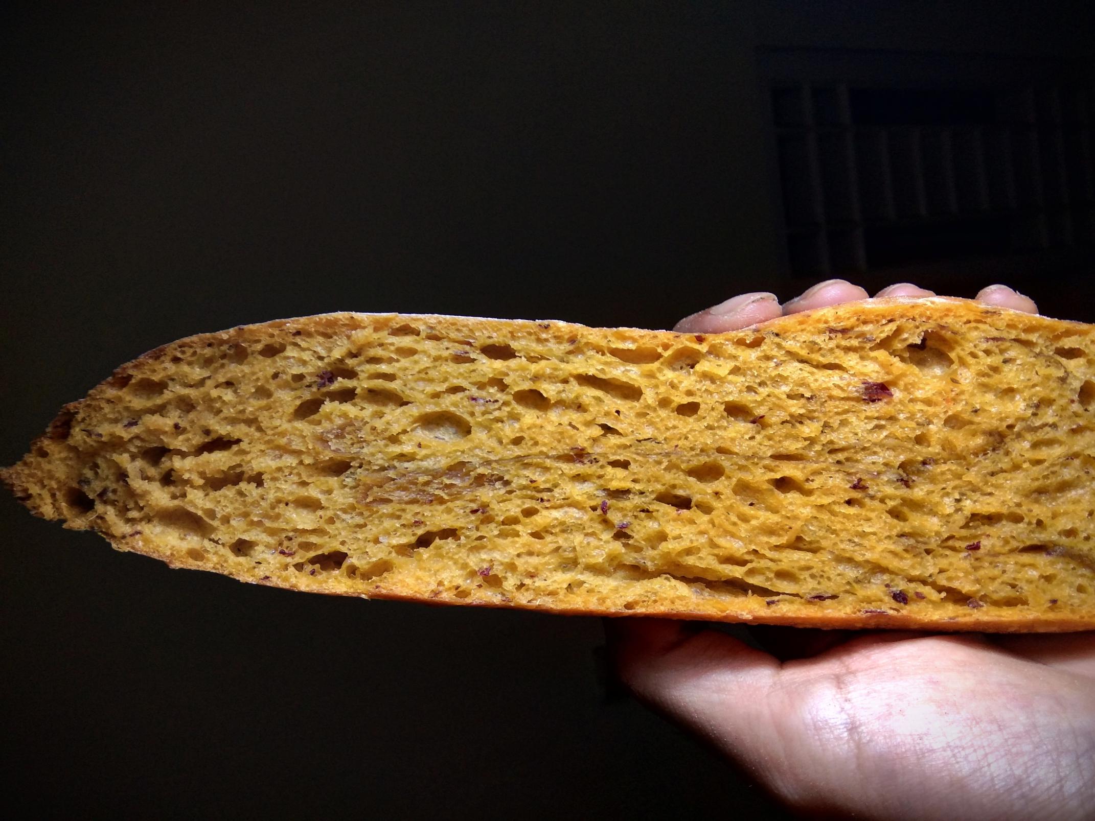 No-Water-Added 85% hydration Candy Potato Baguettes