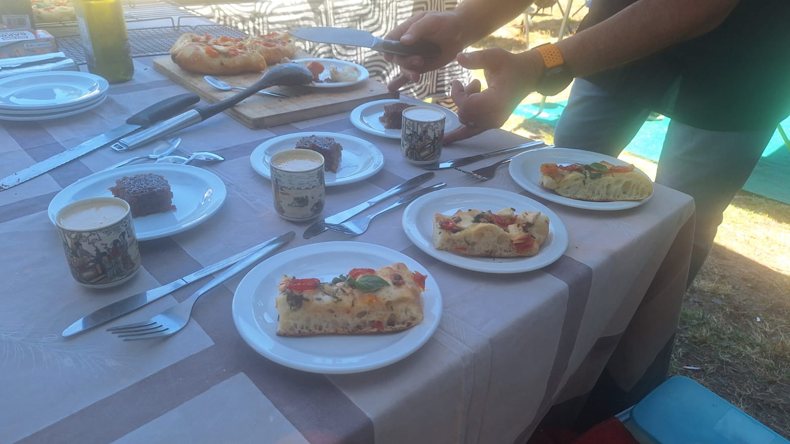 Plating for the judges. The second row contains a malva pudding, also baked in a Dutch oven