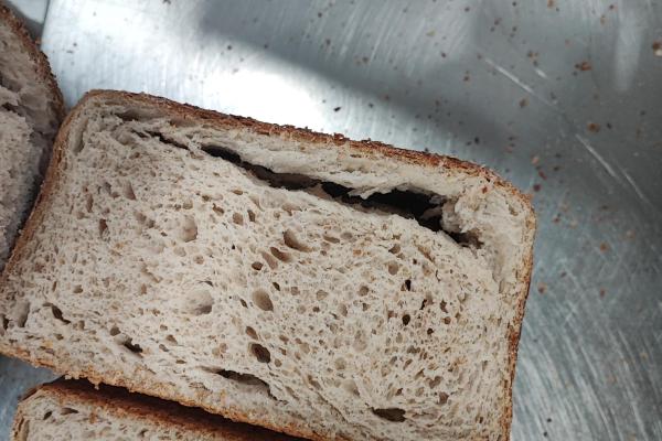 Sourdough bread baked in a tin with lid 