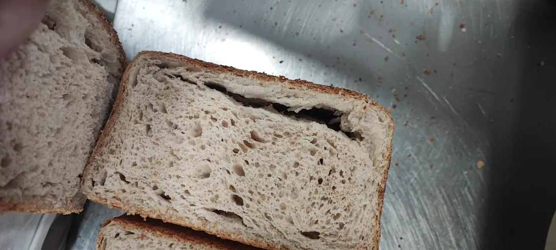 Sourdough bread baked in a tin with lid
