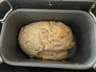 ball of hard, dense bread in bread machine