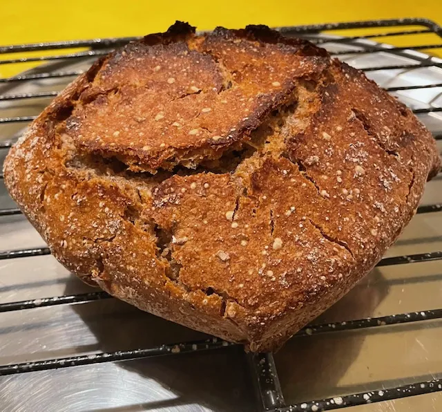 a round loaf of rye bread